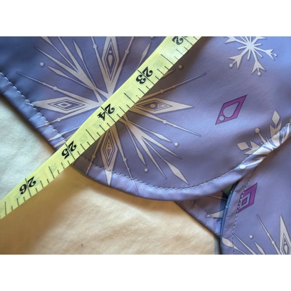Disney Frozen Elsa Anna Rain Jacket Girls 5/6 Purple Snowflake Hooded Raincoat
